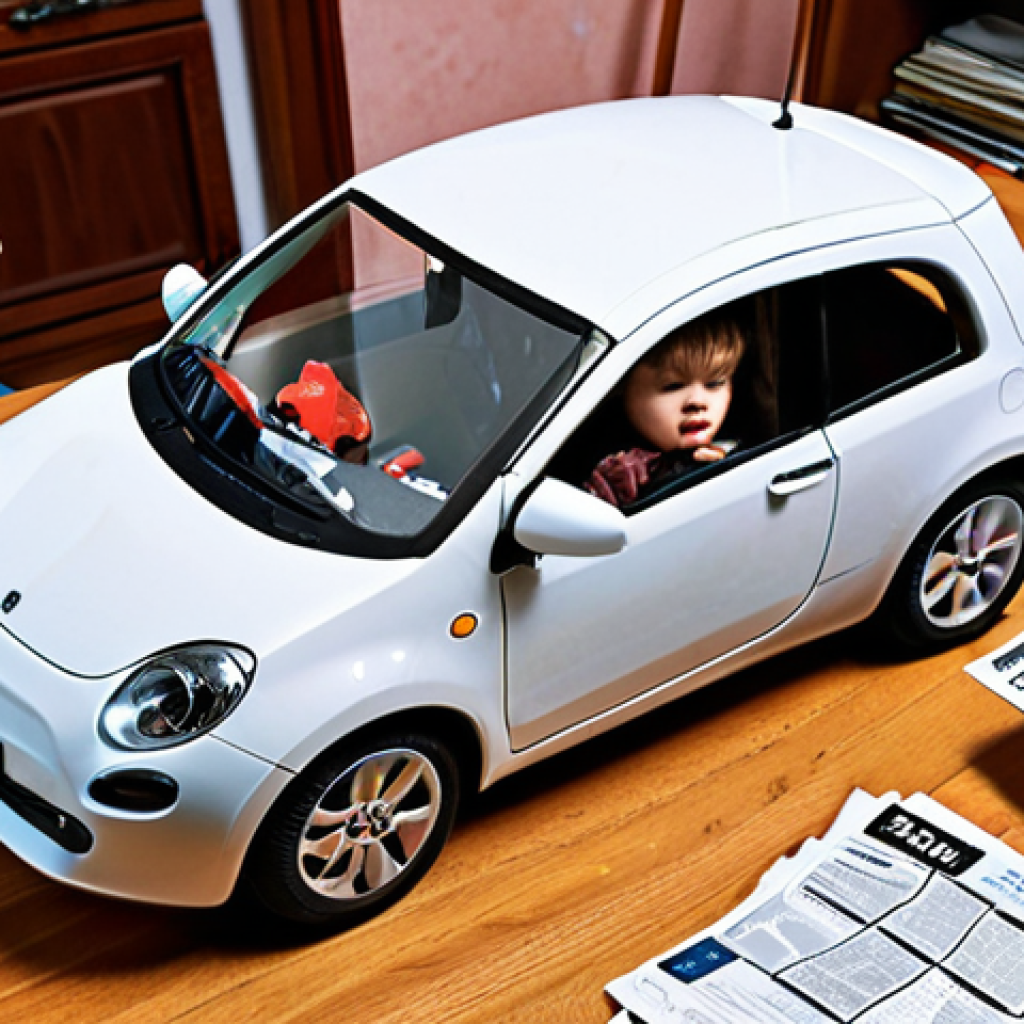 **

A slightly frustrated parent meticulously examines the small electric car of their child. The child is observing with curiosity. Discarded instruction manuals, a receipt, and the original packaging of the toy are scattered on the table. The scene should evoke the common struggle of understanding warranty policies. Emphasize the importance of keeping the original receipt and packaging. Set the scene in a bright Italian home.

**