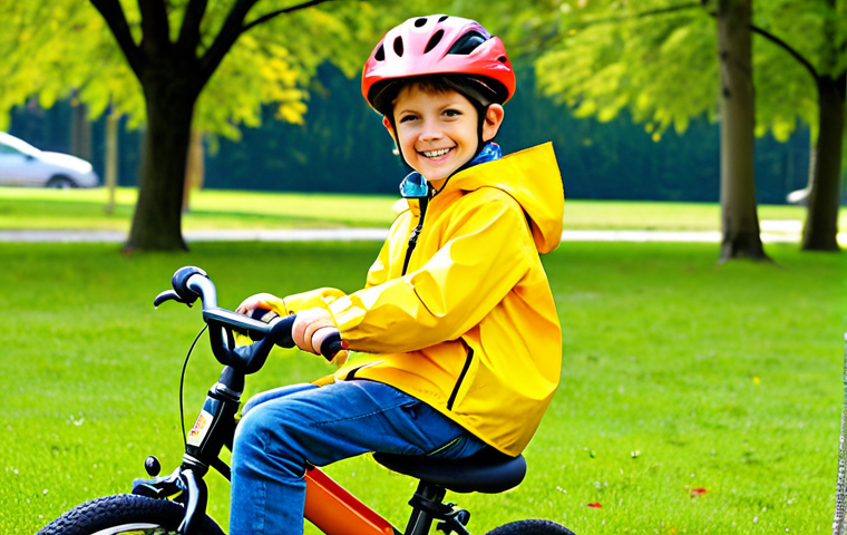 Safety First!**

"A young child (5-7 years old) fully clothed in a bright yellow raincoat and blue jeans, wearing a properly fitted, colorful bicycle helmet. He is smiling and seated in a red toy car, with the seatbelt fastened. The setting is a sunny park with green grass and trees in the background. Safe for work, appropriate content, family-friendly, professional illustration, perfect anatomy, correct proportions, well-formed hands, proper finger count, natural body proportions."

**