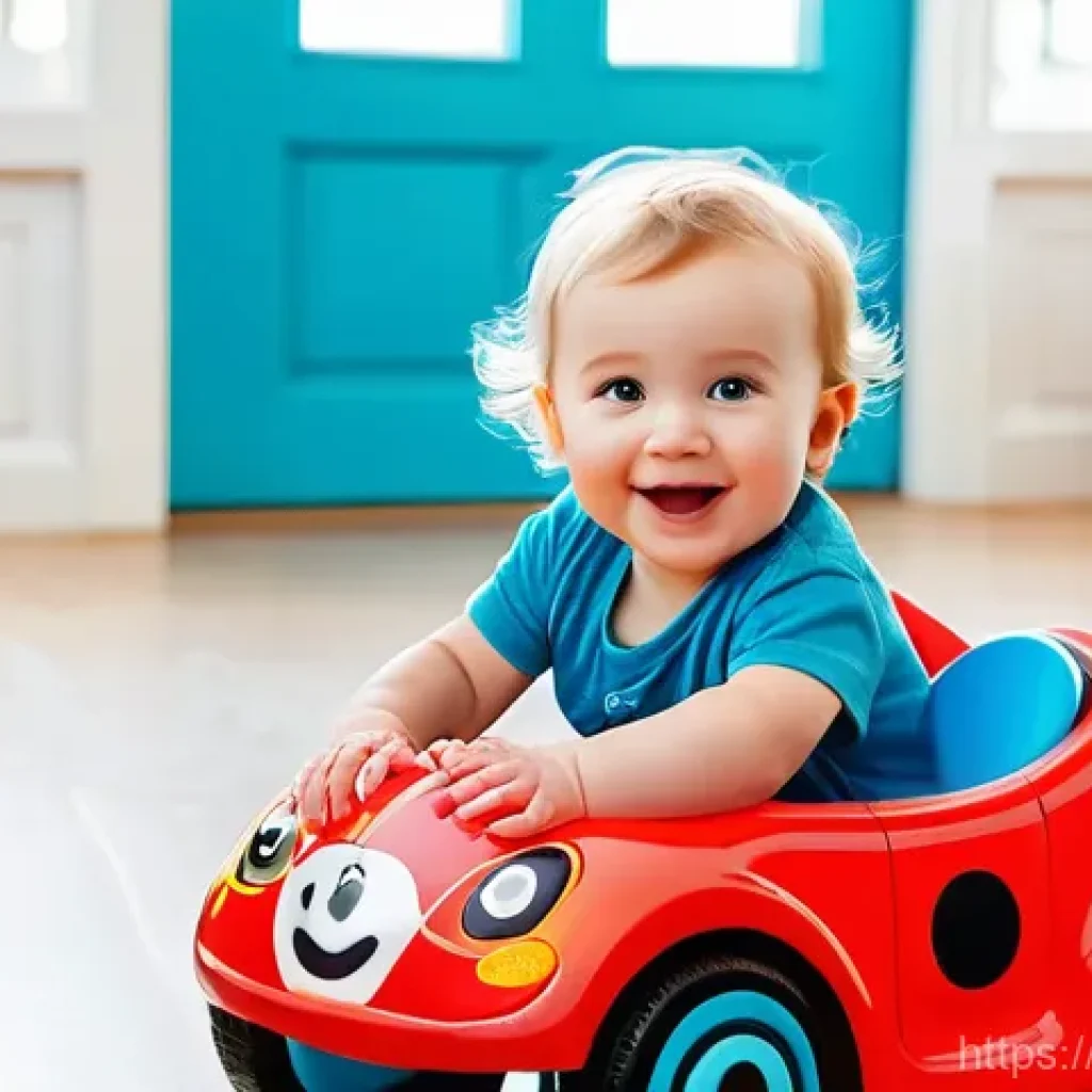 승용완구 생일 선물 추천 - **Prompt 1: Joyful Toddler on a Push Car**
A happy, energetic toddler, around 18 months old, wit...