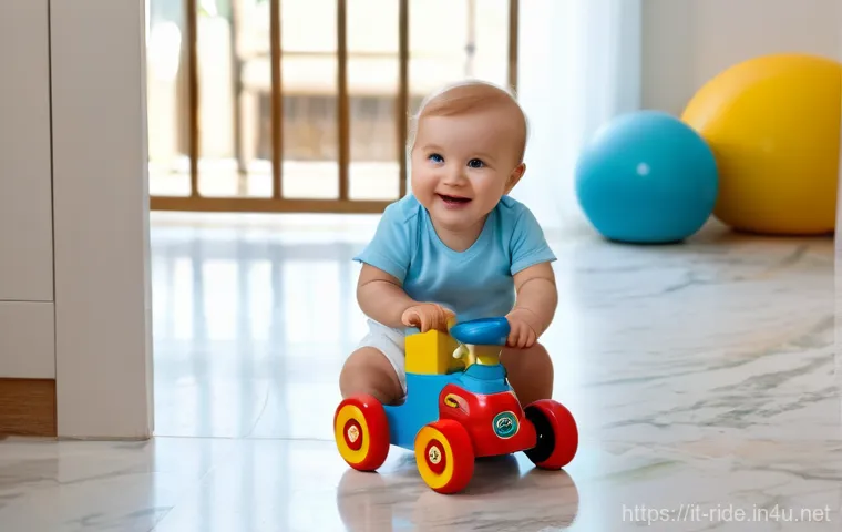 승용완구 실외 사용 팁 - **Prompt for Push Vehicle/First Steps:**
    "A cheerful 18-month-old Italian toddler, wearing a cle...