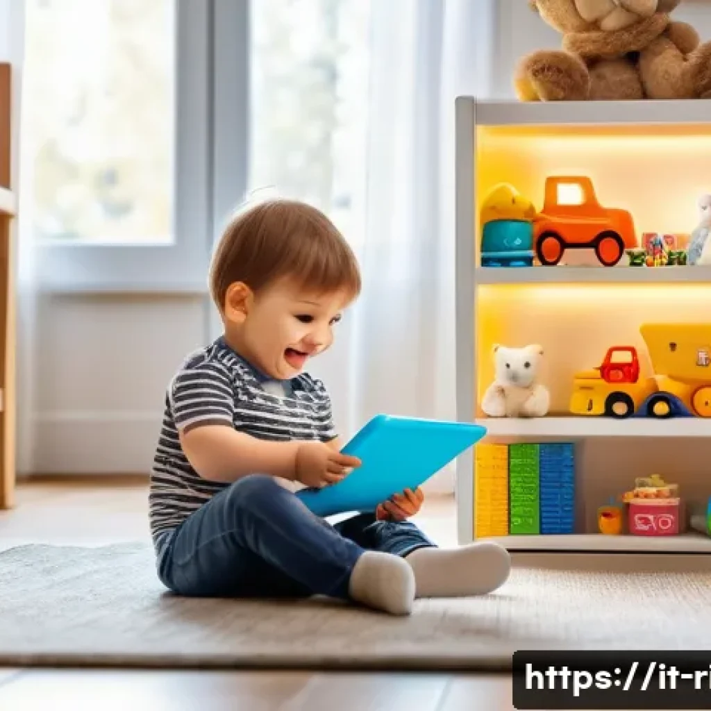 승용완구 기프트 카드 활용 - A cozy Italian family living room scene featuring a young child wearing a colorful diaper, excitedly...