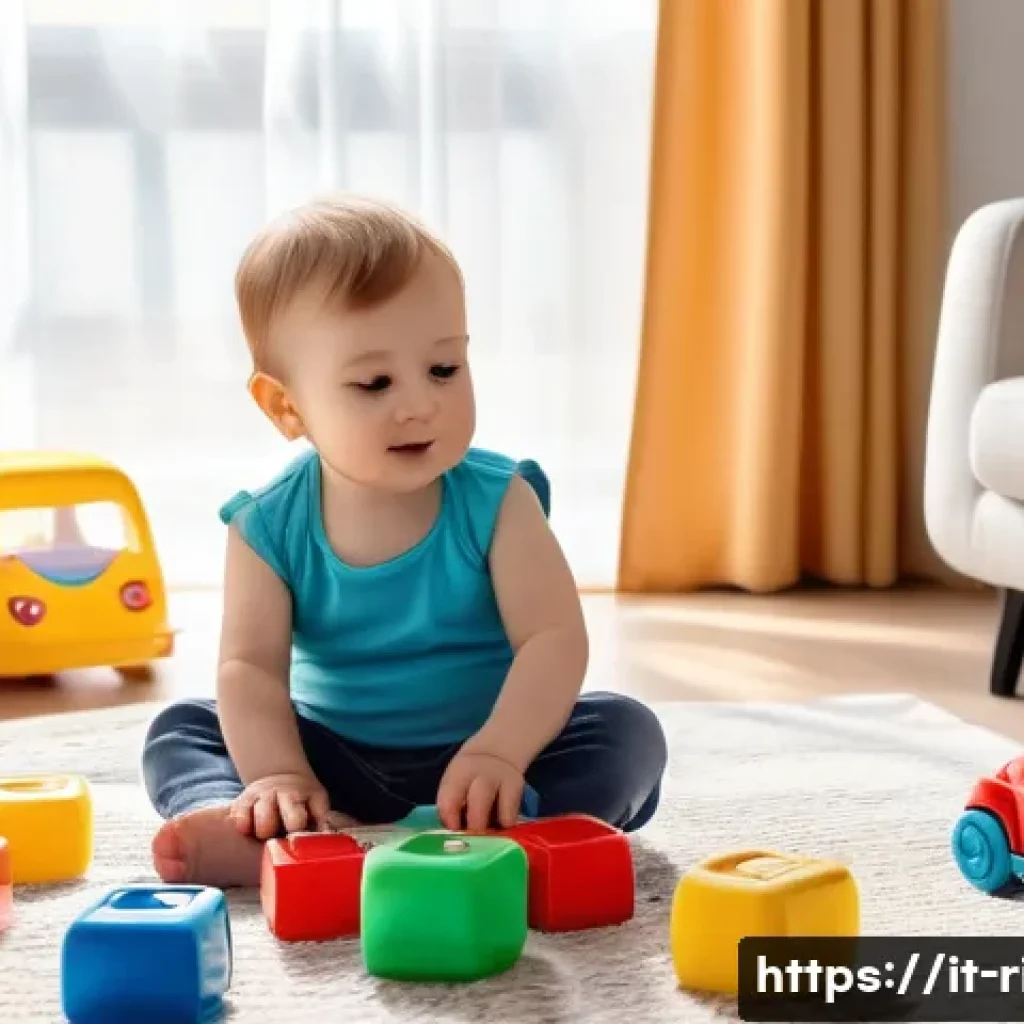 승용완구 세척 방법 - A cozy, sunlit Italian nursery room with a toddler wearing a colorful diaper playing with plastic to...