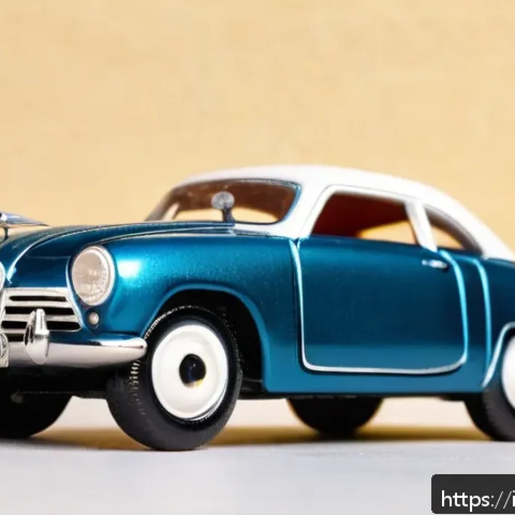 승용완구 클래식 스타일 - A close-up, highly detailed image of a vintage die-cast toy car made of metal with hand-painted fini...