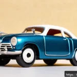 Home 22 승용완구 클래식 스타일 - A close-up, highly detailed image of a vintage die-cast toy car made of metal with hand-painted fini...