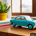 Home 18 승용완구 재활용 방법 - A cozy, stylish living room scene featuring a repurposed plastic toy car transformed into a vibrant ...